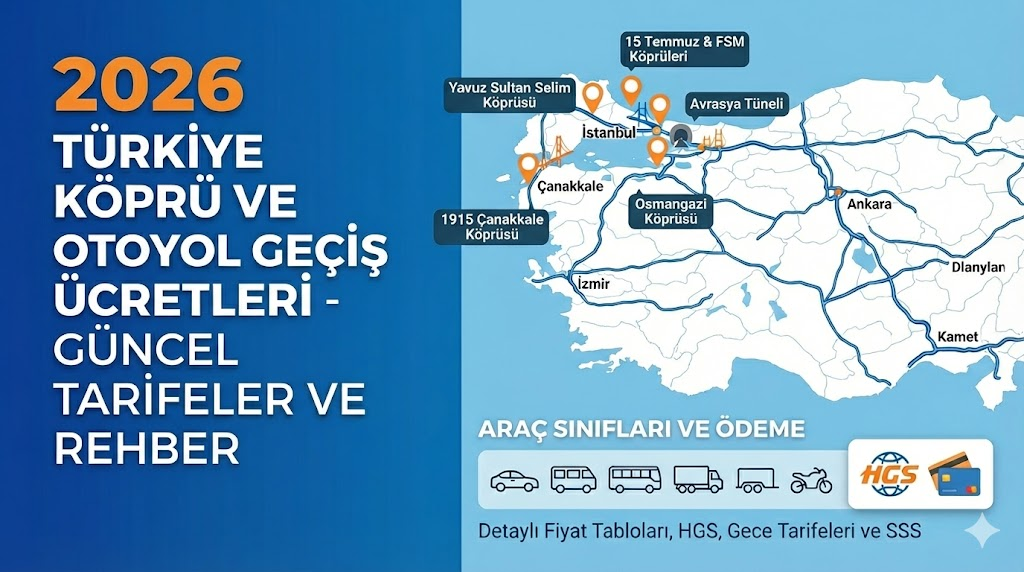 2026 Türkiye Köprü ve Otoyol Geçiş Ücretleri Haritası ve Tarifeleri